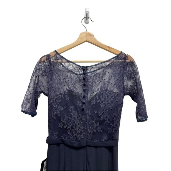 NWT JS Collections‎ Navy Lace Gown Mesh Maxi Dress Size 4 - Picture 9 of 10